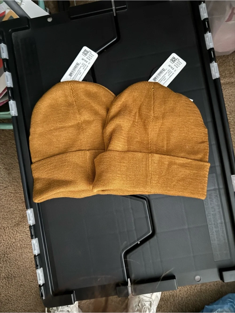 adidas Mustard Fold-Over Beanie with Trefoil Patch